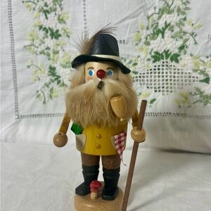 Vintage STRACO German Woodcutter Figurine 8” Handmade Wood Wool Detail